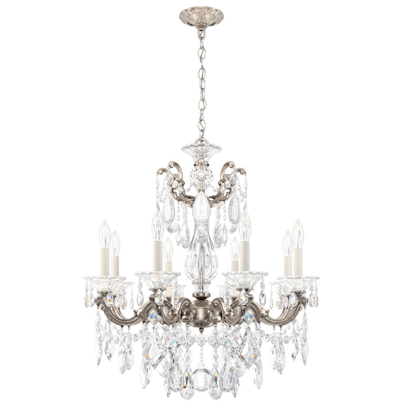 La Scala 8 - Light Glass Chandelier, Heirloom Gold, Handcut Clear