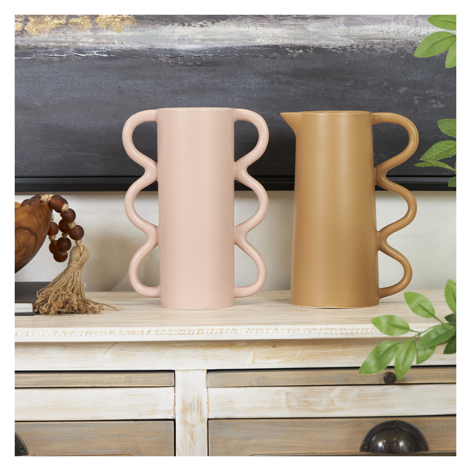 Edicott 10.25'' Dolomite Table Vase, Brown/Pink