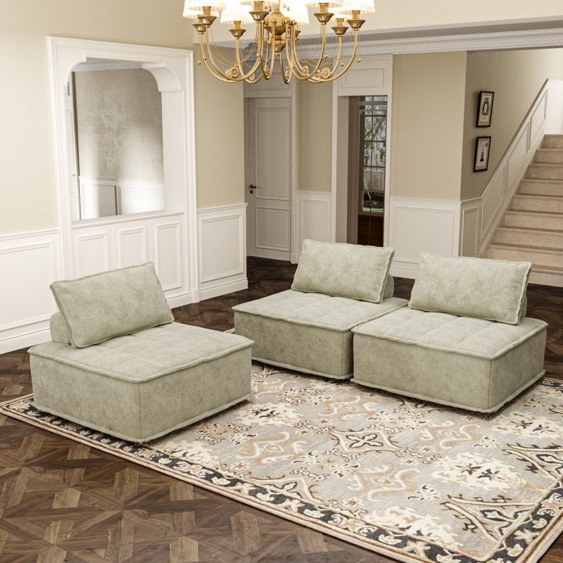 Ensemble de canapés modulaires 3 pièces Modern Modern, H 34,31 po x l 125,25 po x P 42,19 po, Beige