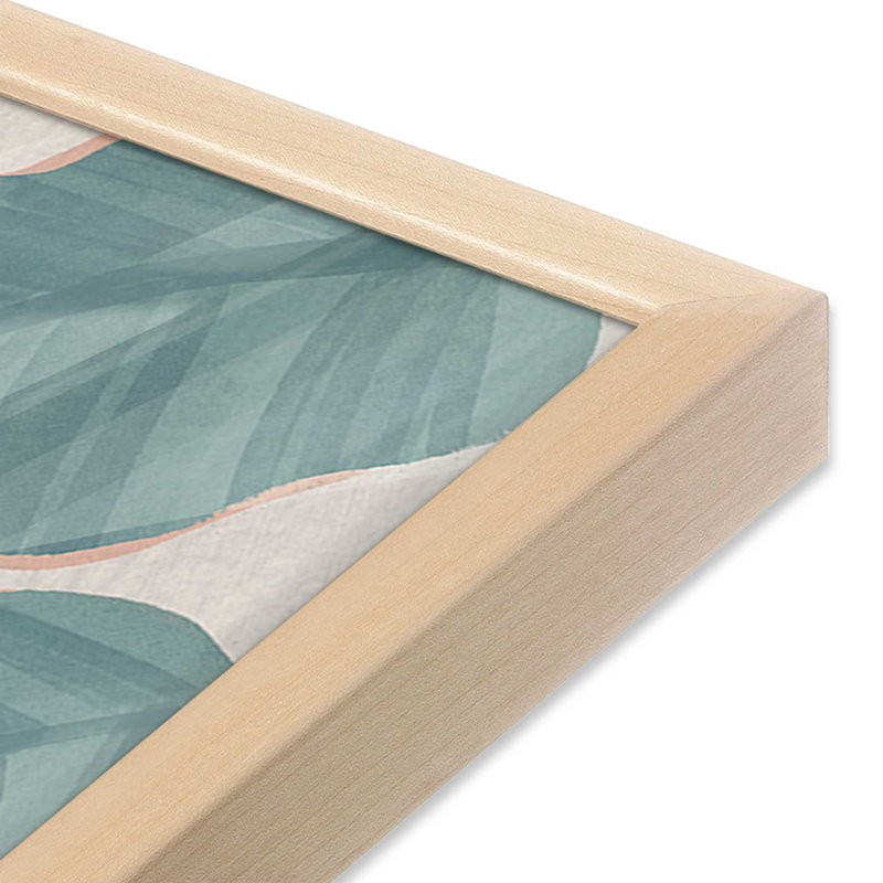 Feuilles tropicales I, Cadre ouvert en érable brut, H 13,5 po x l 13,5 po