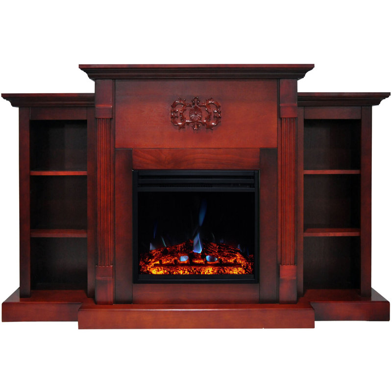 Cambridge Sanoma Freestanding Electric Fireplace Heater with Traditional Mantel, Timer, Remote Control, Cherry