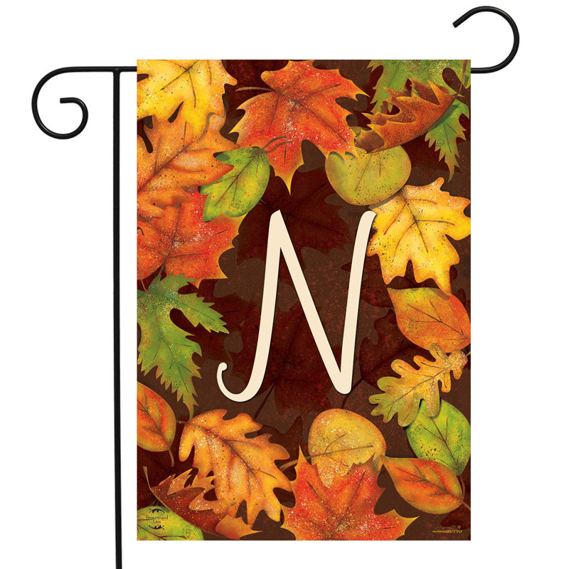 Feuilles d'automne monogramme lettre N drapeau de jardin