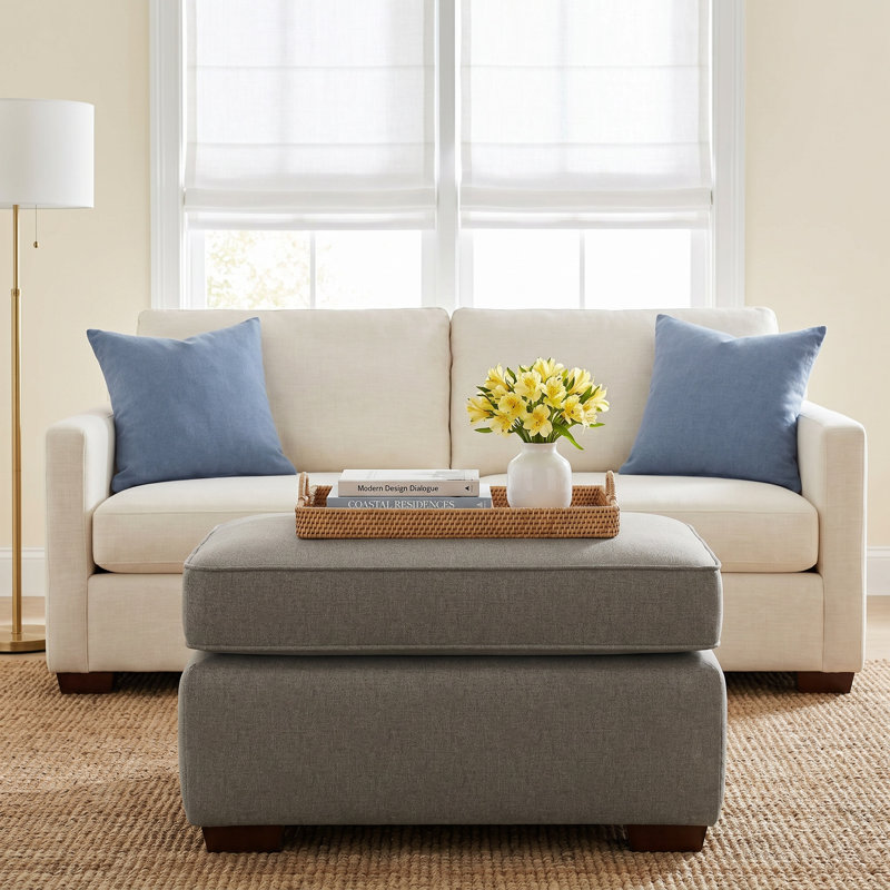 Keaton 31" Rectangle Standard Ottoman, Beantown 21 Taupe Performance Chenille
