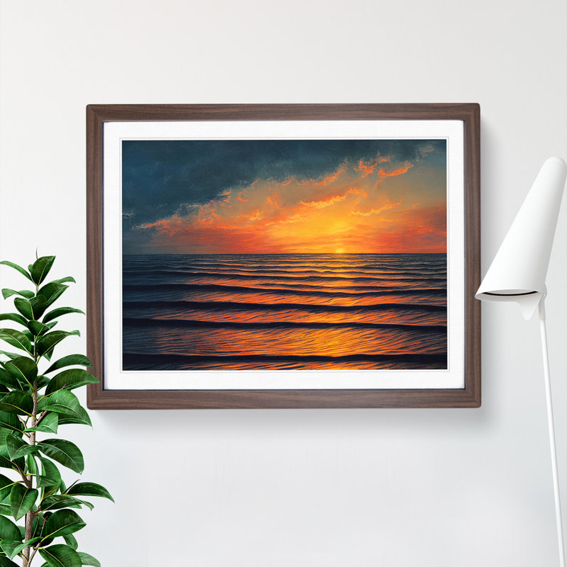 XH1022-8621X Sunset Seascape Vol.3 - Single Picture Frame Print, 46cm H x 64cm W, Walnut