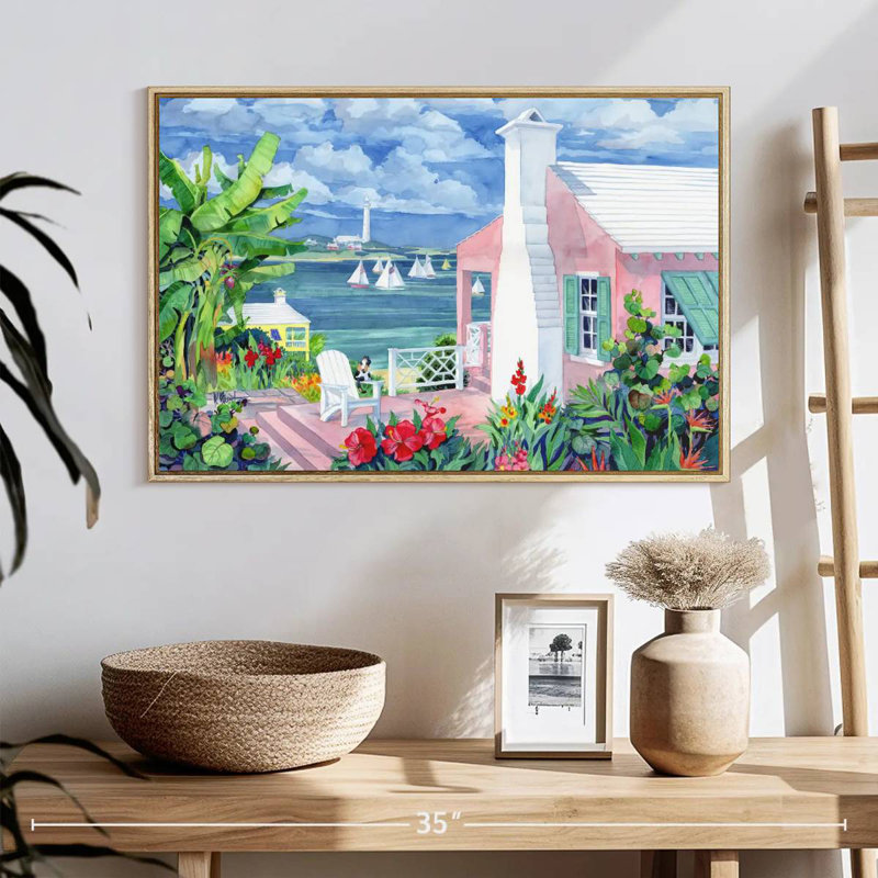 Bermuda Cove, 25 po x 17 po, Cadre flottant en bois naturel