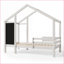 Lit simple en pin massif Cadre de lit en contreplaqué avec tiroirs de rangement Tableau noir, aucun sommier tapissier requis, blanc