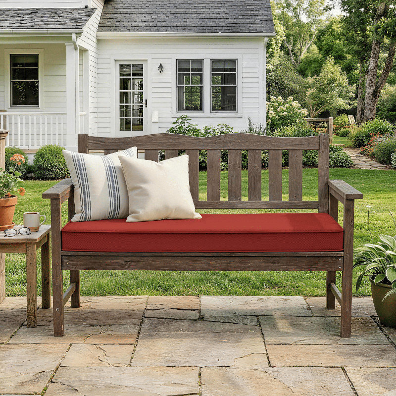 Coussin de banc antidérapant de 3 po d'épaisseur pour une utilisation intérieure et extérieure, Rouge brique