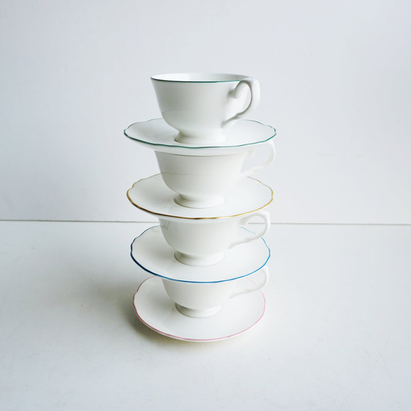 Amelie China Espresso Cup, White/Green