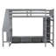 Lit mezzanine simple gris avec bureau, éclairage à DEL, support multicolore et support suspendu