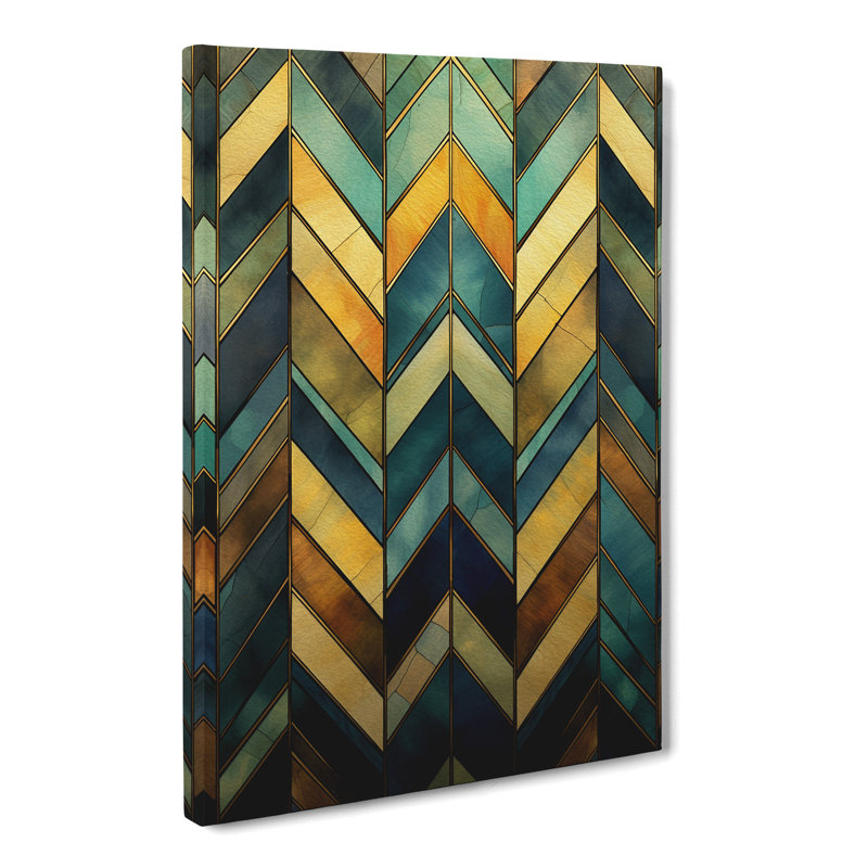 Chevrons Nouveau - Wrapped Canvas, 76cm H x 50cm W x 3cm D