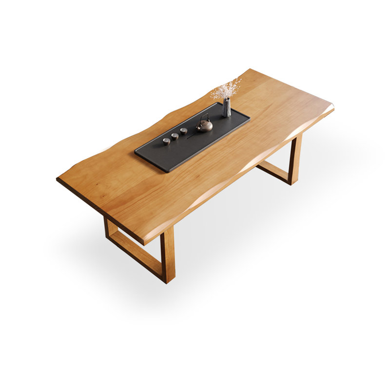 Table de salle à manger rectangulaire en bois massif brun, H 29,53 po x L 55,12 po x l 31,5 po