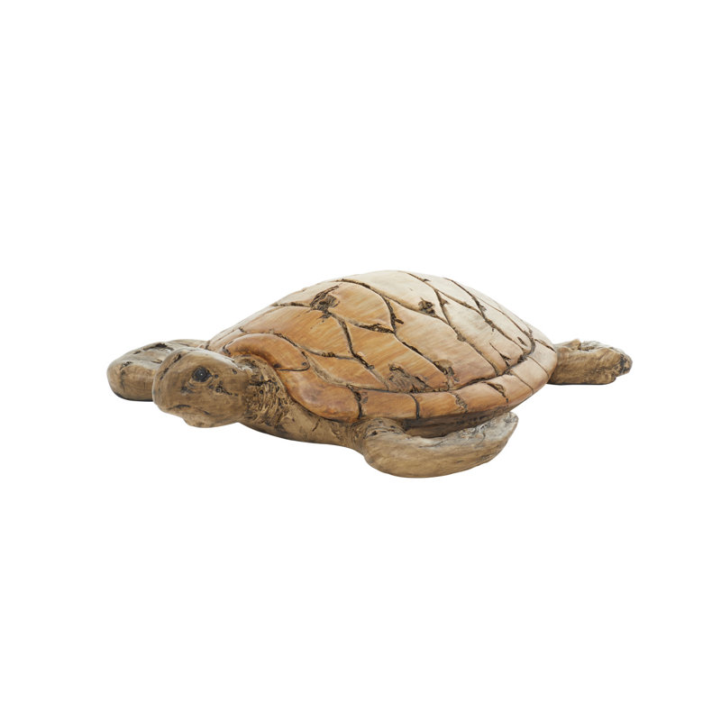 Sculpture polystone tortue brune décorative