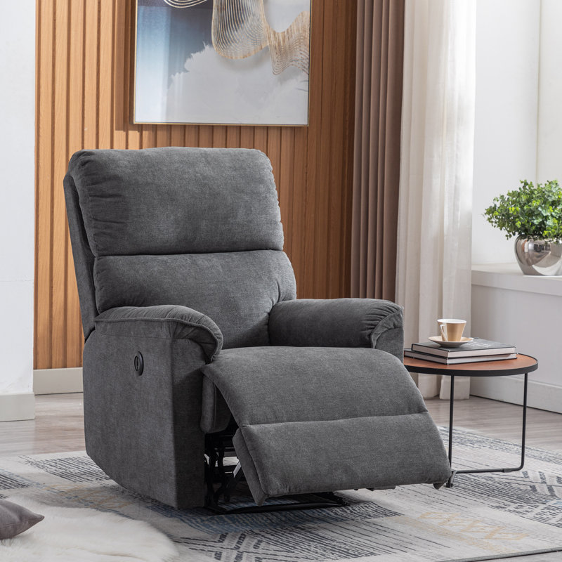 30.7" W Chenille Power Recliner, Gray