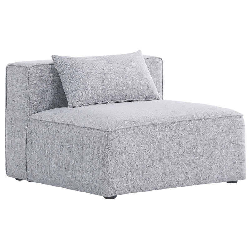 Cube lin durable sans accoudoirs crème, Tissu gris texturé en lin