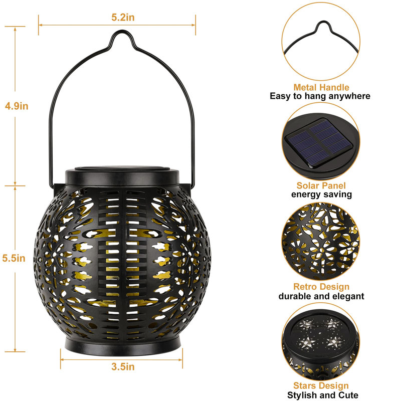Courtund 26.4cm Solar Powered Integrated LED Outdoor Lantern