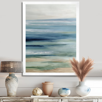 «Blue Green Parallel Beach of Abstract Coastal Landscape», reproduction d'art sur toile, plage côtière bleue