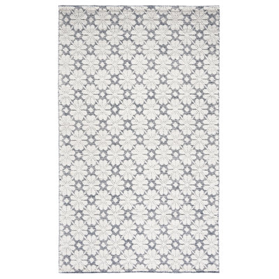 Sharene Floral Handwoven Wool Blue/Ivory Area Rug