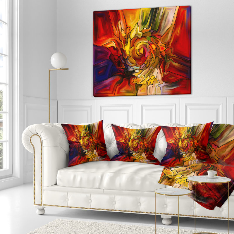 Illusions de vitrail - coussin imprimé abstrait, 16 po x 1 po, Carré
