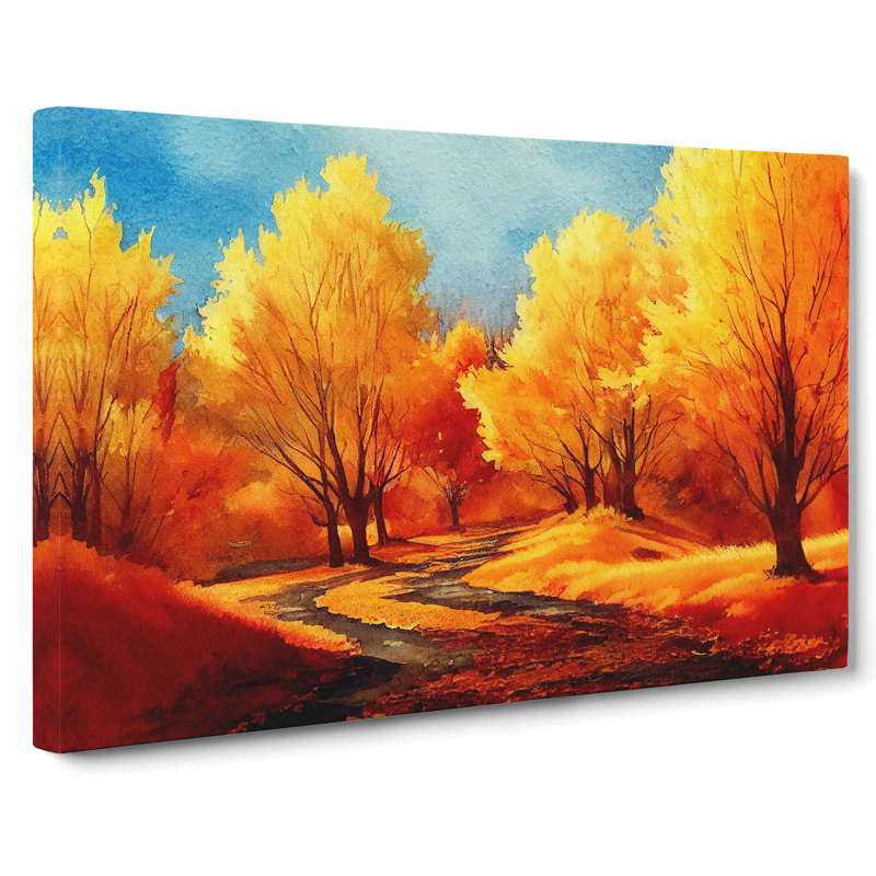 Watercolour Forest In Autumn Vol.4 - Wrapped Canvas, 35cm H x 50cm W x 3cm D