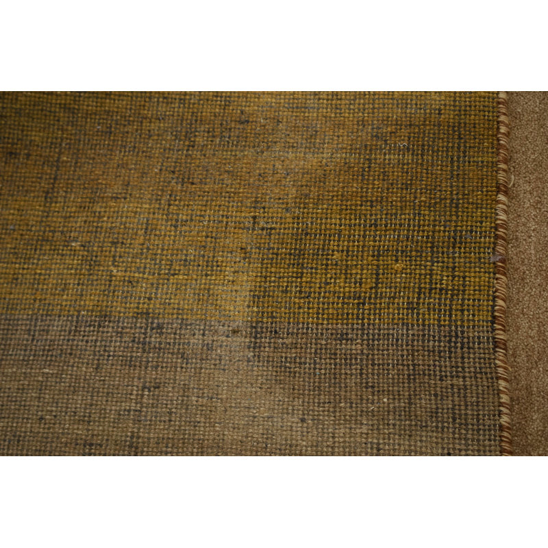 Tapis rayé brun en laine noué à la main