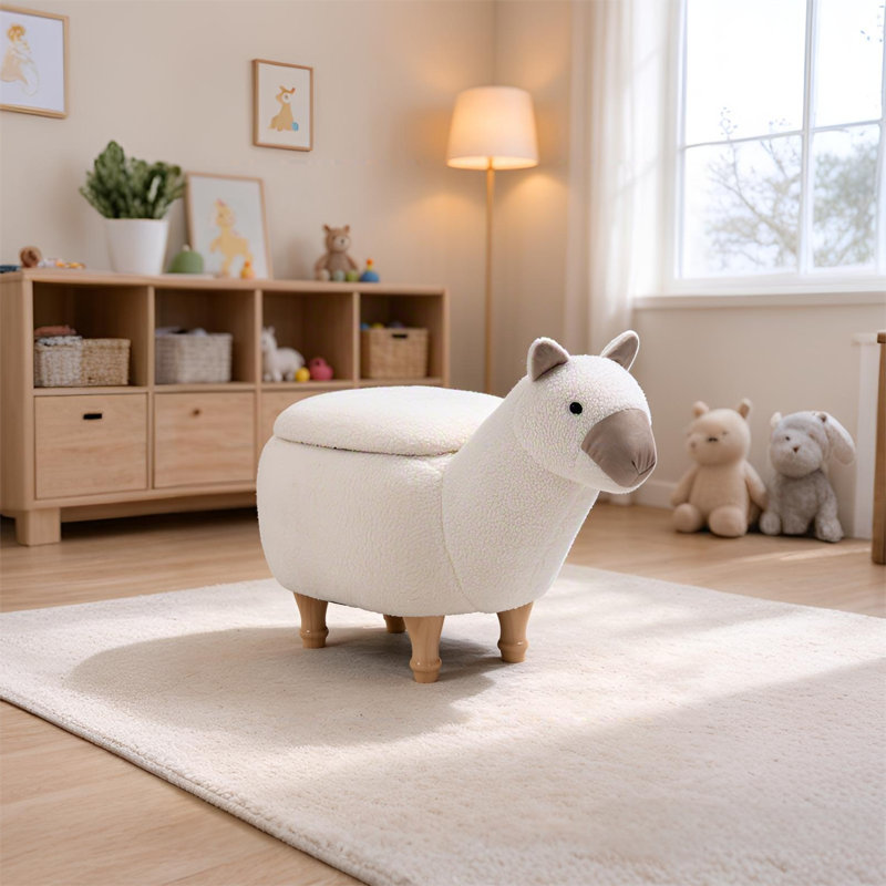 Upholstered Faux Fur Footstool