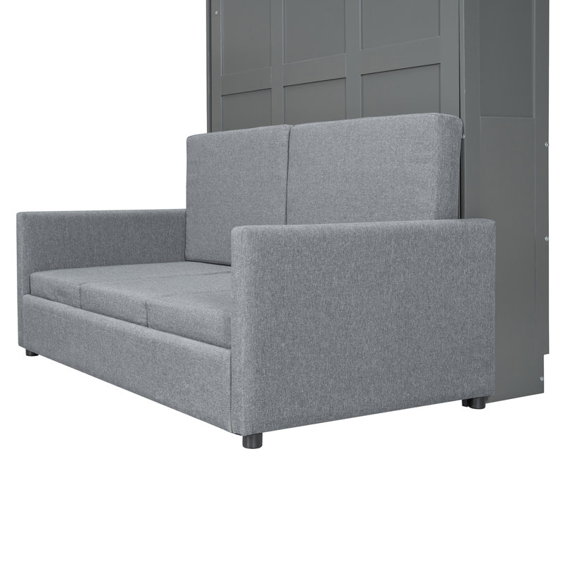 Lit escamotable double pleine grandeur avec coussin, gris (OLD SKU: LP000890AAE)