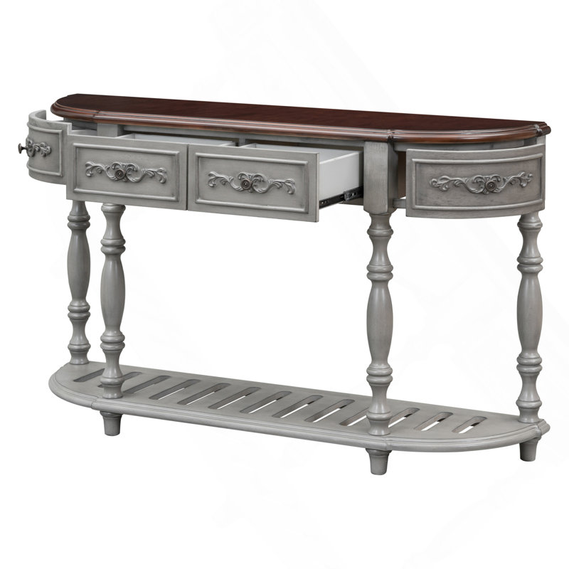 Canapé console 52 po moderne et contemporain pour table d'entrée avec 4 tiroirs et 1 tablette