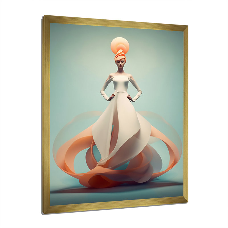 Pastel Spirals Woman Dress II - Décoration murale tendance, H 40 po x l 30 po x P 1,5 po, Cadre photo doré simple