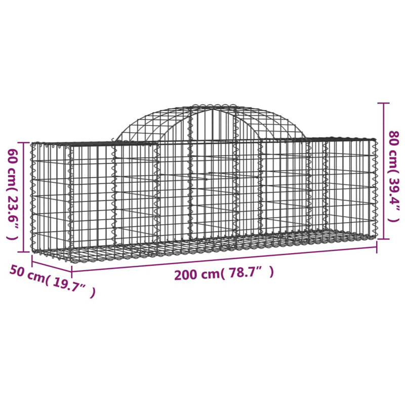 Beechum Galvanized Iron Gabion, 80cm H x 200cm W x 50cm D