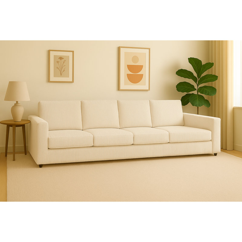 4 Seater Corduroy Sofa, Cream