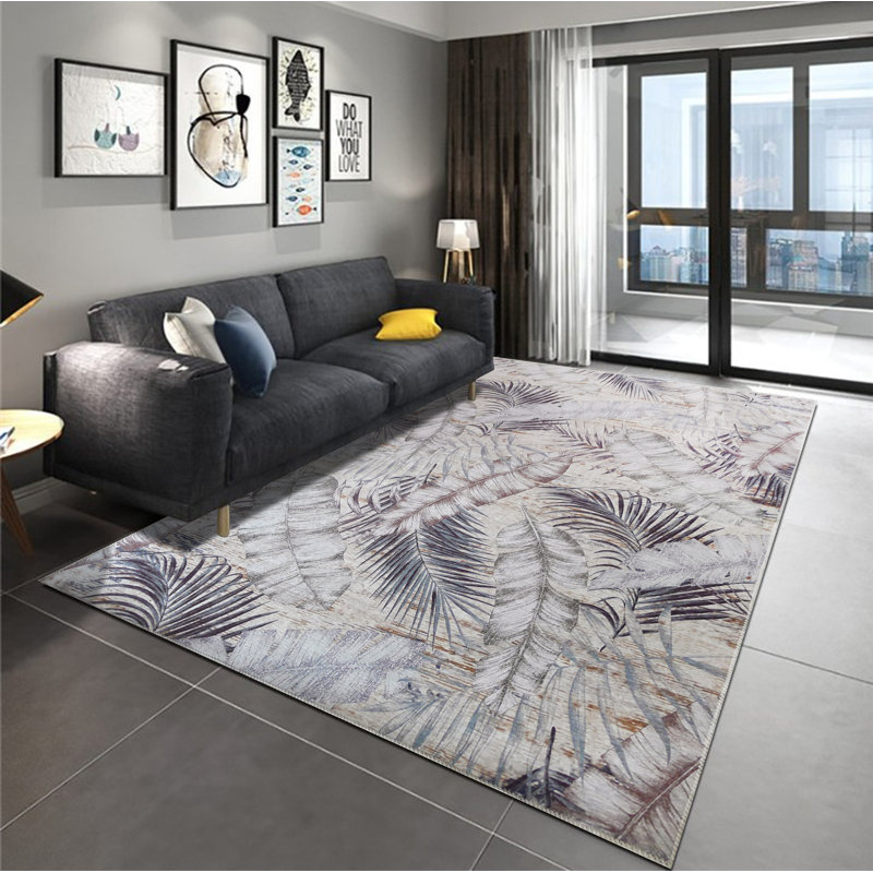 Tapis intérieur / extérieur à motif floral gris / ivoire / noir Cheatham, Rectangle 5 pi x 7 pi