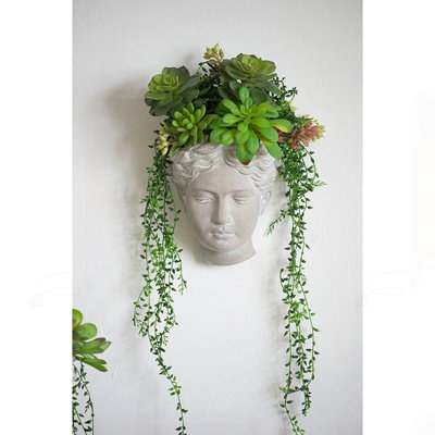 6.7x5.5x8.7" Visage Cement Wall Planter Wall Vase