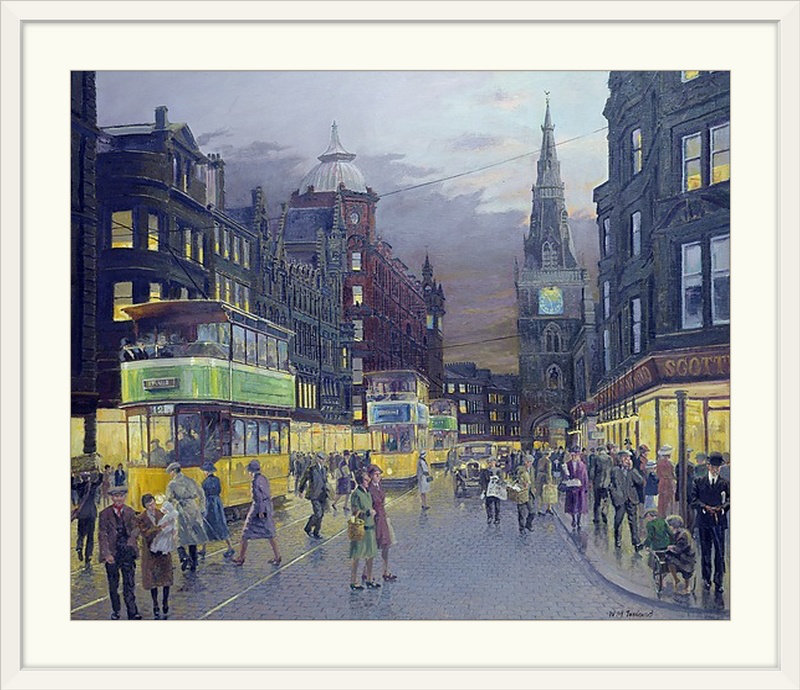 « trongate, glasgow » par william ireland, reproduction d’art, H 27 po x l 32 po x P 1 po, Cadre blanc