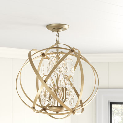 Rappaport 4 - Light Spherical Metal Crystal Flush Mount