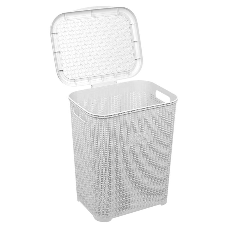 Plastic Laundry Basket, White