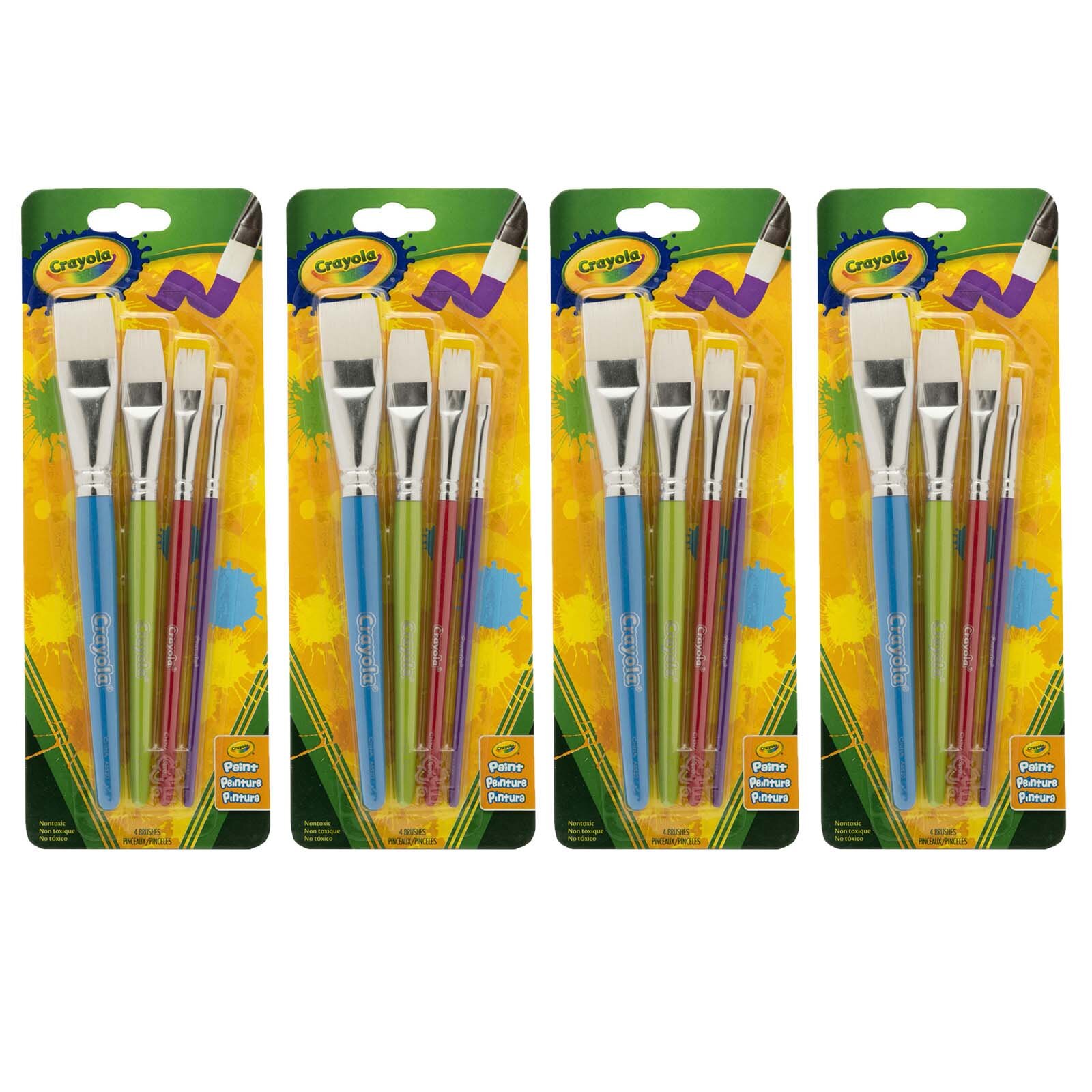 Crayola Kids Paint Brushes, 4 Count, Washable Paint, Tempera Paint