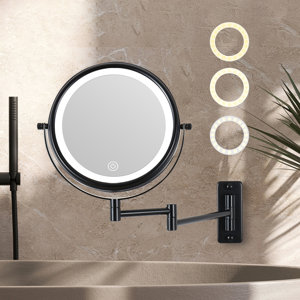 Round Led Metal Wall Mirror Magnification Makeup Mirror