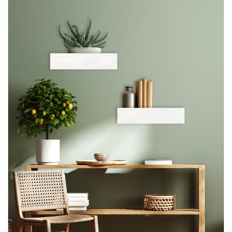 Emerald Lee 2 Piece Oak Floating Shelf, 5" H x 12" W x 8" D