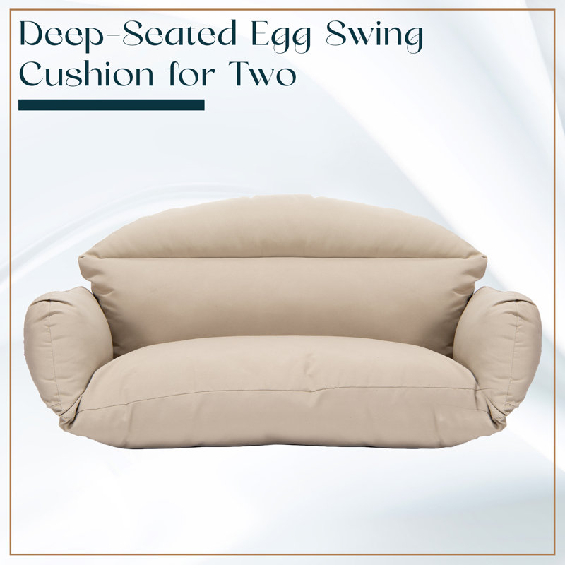 Smythe Modern Double Swing Cushion Only – Replacement 2-Person Egg Chair Pad – Overstuffed Water-Resistant Indoor/Outdoor Pillow