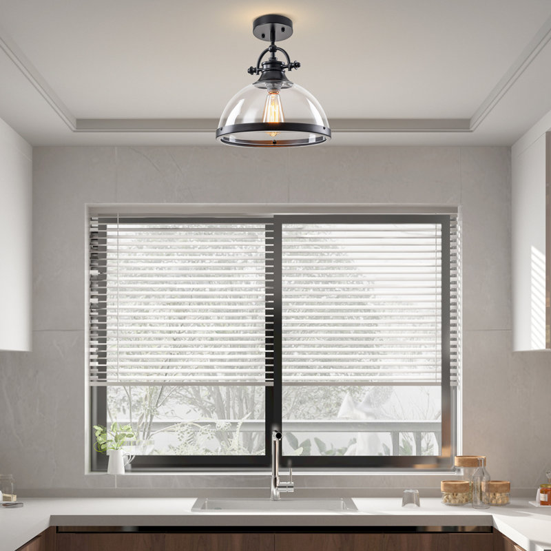1-light Dome Glass Pendant Light
