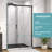 76" H × 48" W Frameless Sliding Shower Door, Tempered Glass Shower Enclosure With 27 1/16" Walk-through Width, Matte Black Finish Bathroom Shower Door-124878313