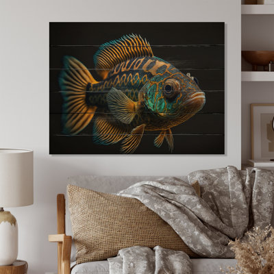 Poisson tropical tropical dans des tons de bleu et d'orange II - impression
