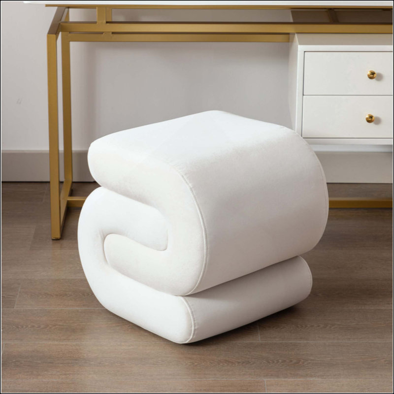 Repose-pieds en velours, Velvet, White