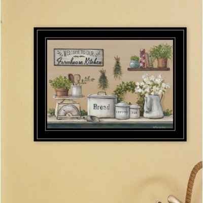 «Garden Farmhouse Kitchen», art mural encadré pour le salon et la maison par Pam Britton