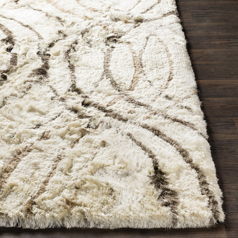 Witherell Abstract Hand-Tufted Cream/Charcoal Area Rug, Rectangle 5' x 7'6"