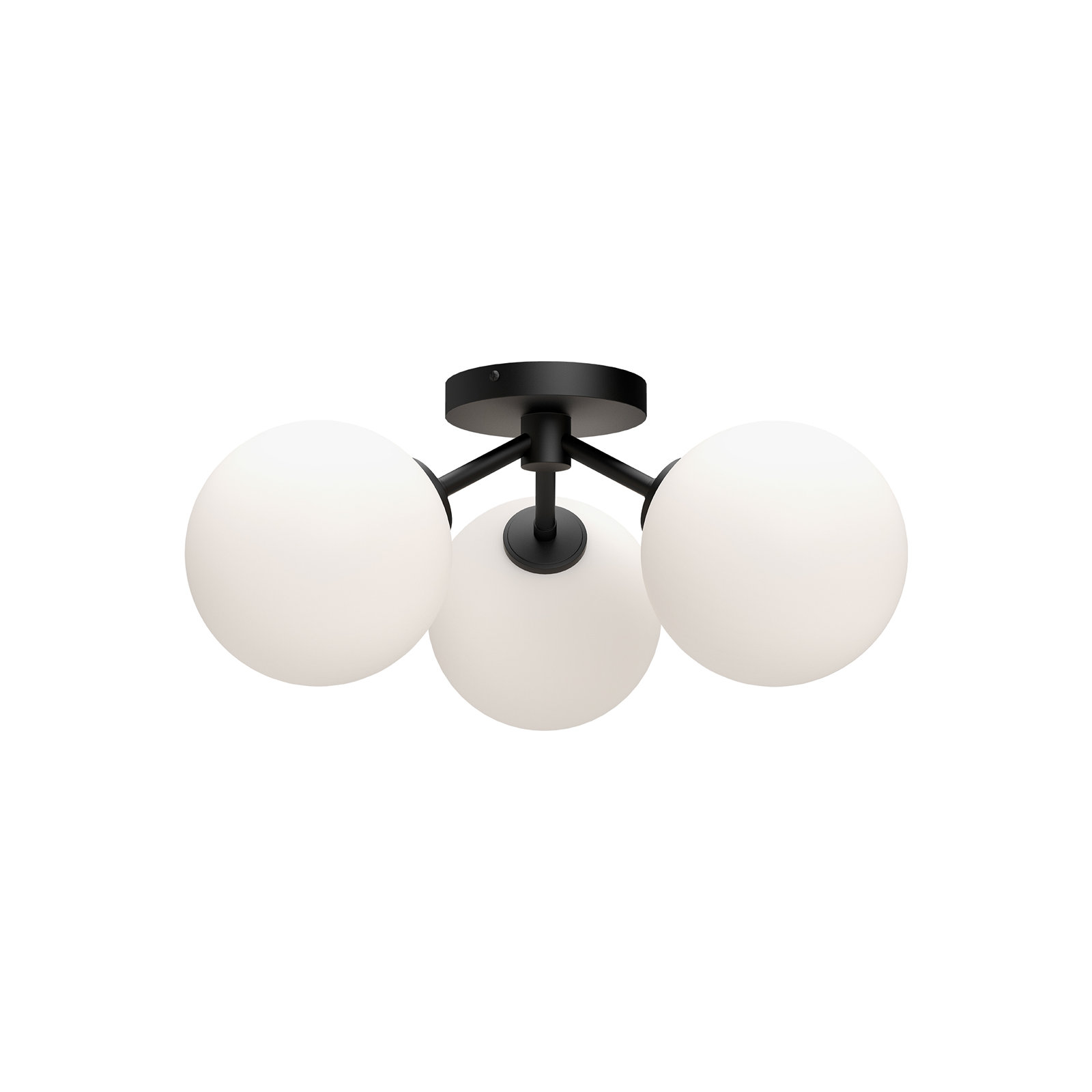 Luanda 3 Light Glass Semi Flush Mount, Matte Black/Opal Matte Glass