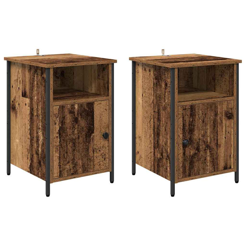 40cm W Manufactured Wood Bedside Table, Old Wood