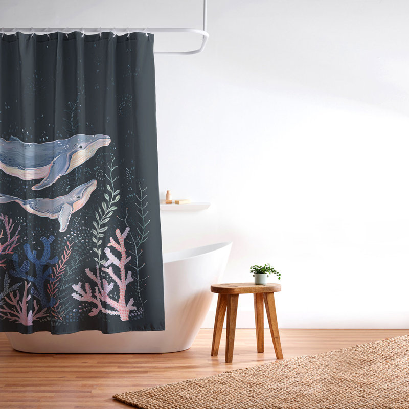 Clara McAllister Whales and Corals Shower Curtain, Blue