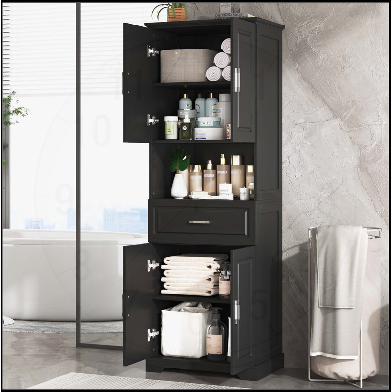 Armoire de salle de bain haute polyvalente avec rangement abondant et caractéristiques avancées