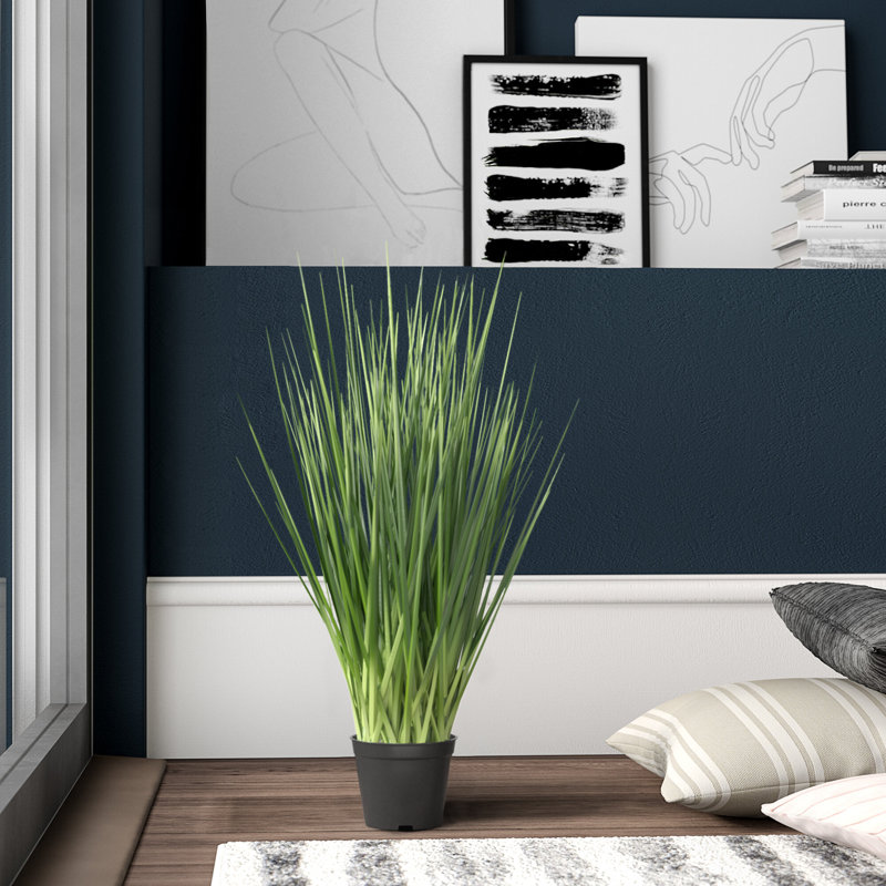 Herbe verte artificielle en pot, H 24 po x l 12 po x P 12 po
